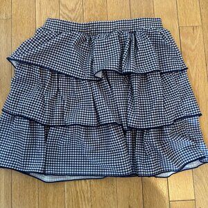 Zara Navy and White patterned and ruffled skirt